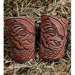 A Pair Leather Bracers Armor Wolves 